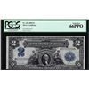 Image 1 : 1899 $2 Mini-Porthole Silver Certificate Note Fr.256 PCGS Gem New 66PPQ