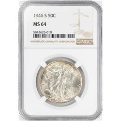 1946-S Walking Liberty Half Dollar Coin NGC MS64