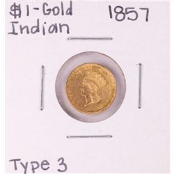 1857 Type 3 $1 Indian Princess Head Gold Dollar Coin