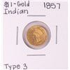 Image 1 : 1857 Type 3 $1 Indian Princess Head Gold Dollar Coin