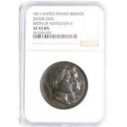 1811 France Boronze Julius-2432 Borth of Napoleon II Medal NGC XF45 BN