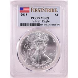 2018 $1 American Silver Eagle Coin PCGS MS69 First Strike