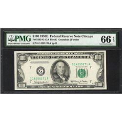 1950E $100 Federal Reserve Note Chicago Fr.2162-G PMG Gem Uncirculated 66EPQ