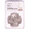 Image 1 : 1923 $1 Peace Silver Dollar Coin NGC MS63