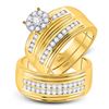 Image 1 : His Hers Round Diamond Solitaire Matching Wedding Set 1 Cttw 10kt Yellow Gold - REF-71K9Y