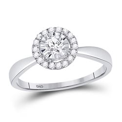 Round Diamond Halo Bridal Wedding Engagement Ring 1/3 Cttw 14kt White Gold - REF-37H9R