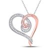 Image 1 : Womens Round Diamond Curl Heart Pendant 1/6 Cttw 10kt Rose Gold - REF-10N5F