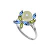 Image 1 : Genuine 2.63 ctw Blue Topaz & Peridot Ring 14KT White Gold - REF-28R5P