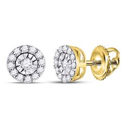 Womens Round Diamond Halo Earrings 1/4 Cttw 14kt Yellow Gold - REF-19X5A