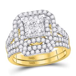 Princess Diamond Bridal Wedding Ring Band Set 2 Cttw 14kt Yellow Gold - REF-126H9R