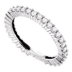 Womens Round Diamond Near-Eternity Wedding Band 3/4 Cttw 14kt White Gold - REF-43M5H