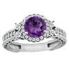 Image 1 : 1.46 CTW Amethyst & Diamond Ring 14K White Gold - REF-77M4A