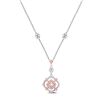 Image 1 : Womens Round Diamond Offset Square Necklace 1/2 Cttw 10kt Two-tone Gold - REF-38H9R