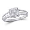 Image 1 : Round Diamond Square Cluster Bridal Wedding Engagement Ring 1/4 Cttw 10kt White Gold - REF-16K9Y