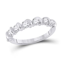 Womens Round Diamond Band Ring 3/4 Cttw 14kt White Gold - REF-58R9X