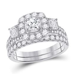 Round Diamond Bridal Wedding Ring Band Set 2 Cttw 14kt Two-tone Gold - REF-200Y5N
