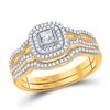 Image 1 : Princess Diamond Bridal Wedding Ring Band Set 3/8 Cttw 10kt Yellow Gold - REF-38A9M
