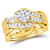 Image 1 : Round Diamond Bridal Wedding Ring Band Set 1/2 Cttw 14kt Yellow Gold - REF-65F5W