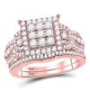 Image 1 : Round Diamond Bridal Wedding Ring Band Set 1 Cttw 14kt Rose Gold - REF-82M9H