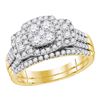 Image 1 : Round Diamond Bridal Wedding Ring Band Set 1 Cttw 14kt Yellow Gold - REF-101R5X