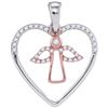 Image 1 : Womens Round Diamond Angel Heart Pendant 1/6 Cttw 10kt Two-tone Gold - REF-8W9K