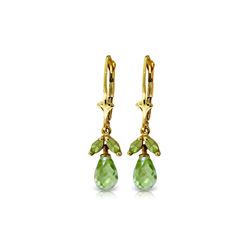 Genuine 3.4 ctw Peridot Earrings 14KT Yellow Gold - REF-26Z6N