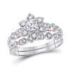 Image 1 : Round Diamond Starburst Bridal Wedding Ring Set 3/4 Cttw 14kt Two-tone Gold - REF-82A9M