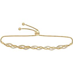 Womens Round Diamond Bolo Bracelet 1/2 Cttw 10kt Yellow Gold - REF-46W5K