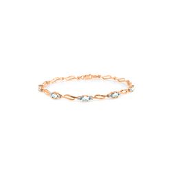 Genuine 3.39 ctw Aquamarine & Diamond Bracelet 14KT Rose Gold - REF-102T8A