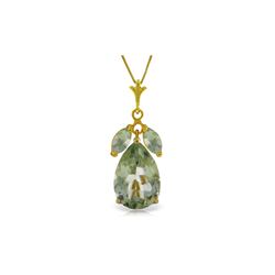 Genuine 6.5 ctw Green Amethyst Necklace 14KT Yellow Gold - REF-38W6Y