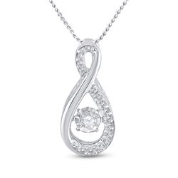 Womens Round Diamond Moving Twinkle Teardrop Pendant 1/20 Cttw 10kt White Gold - REF-12K9Y