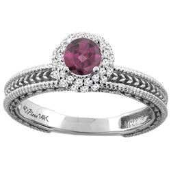 0.85 CTW Rhodolite & Diamond Ring 14K White Gold - REF-53K6W