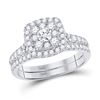 Image 1 : Round Diamond Bridal Wedding Ring Band Set 1 Cttw 14kt White Gold - REF-76K5Y