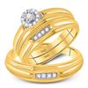 Image 1 : His Hers Round Diamond Solitaire Matching Wedding Set 1/6 Cttw 10kt Yellow Gold - REF-27H9R