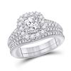 Image 1 : Cushion Diamond Bridal Wedding Ring Band Set 1-1/2 Cttw 14kt White Gold - REF-241Y5N