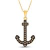 Image 1 : Round Brown Diamond Anchor Nautical Pendant 1/5 Cttw 10kt Yellow Gold - REF-9W5K
