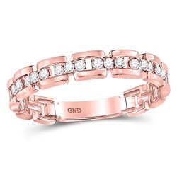 Womens Round Diamond Rolo Link Stackable Band Ring 1/5 Cttw 10kt Rose Gold - REF-16A5M