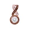 Image 1 : Womens Round Brown Diamond Cluster Pendant 1/4 Cttw 10kt Rose Gold - REF-16K9Y