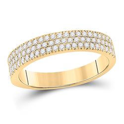 Womens Round Diamond Pave Band Ring 1/2 Cttw 10kt Yellow Gold - REF-36N9F