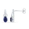 Image 1 : Womens Oval Lab-Created Blue Sapphire Stud Earrings 7/8 Cttw 10kt White Gold - REF-9H5R