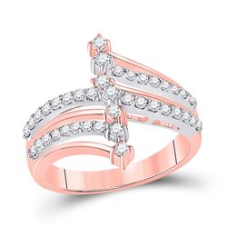 Womens Round Diamond Modern Fashion Ring 1/2 Cttw 14kt Two-tone Gold - REF-43N9F