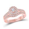 Image 1 : Round Diamond Halo Bridal Wedding Ring Band Set 1/3 Cttw 10kt Rose Gold - REF-32M5H