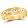 Image 1 : Mens Round Diamond Wedding Band Ring 1/4 Cttw 10kt Yellow Gold - REF-30N9F