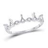 Image 1 : Womens Round Diamond Crown Stackable Band Ring 1/5 Cttw 10kt White Gold - REF-17N5F