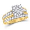Image 1 : Diamond Cluster Bridal Wedding Ring Band Set 1/2 Cttw 14kt Yellow Gold - REF-68M5H