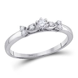 Womens Round Diamond Solitaire Promise Ring 1/6 Cttw 10kt White Gold - REF-13W9K