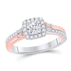 Round Diamond Solitaire Bridal Wedding Engagement Ring 1/2 Cttw 10kt Two-tone Gold - REF-43R5X