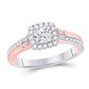Image 1 : Round Diamond Solitaire Bridal Wedding Engagement Ring 1/2 Cttw 10kt Two-tone Gold - REF-43R5X