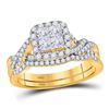 Image 1 : Princess Diamond Bridal Wedding Ring Band Set 1 Cttw 14kt Yellow Gold - REF-82H5R