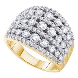 Womens Round Pave-set Diamond Wide Fashion Band Ring 3 Cttw 14k Yellow Gold - REF-236X9A